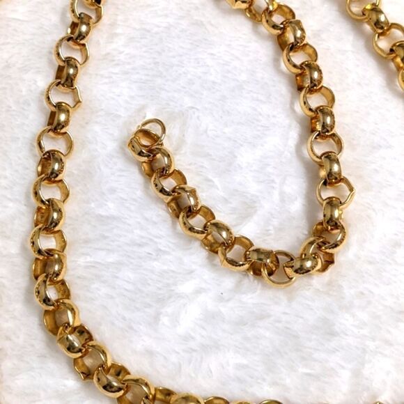 Vintage AFJ 80's Hefty Goldtone 30" Interlocking Chain Necklace - Picture 5 of 10